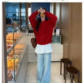  Áo len thừng dệt kim  kiểu Hàn Quốc thu đông-Giá sỉ 235k 