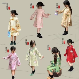 Sườn xám dài tay diện tết cho bé6 - Giá sỉ sz 100-140: 170k sz 150-160: 200k