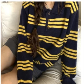 ÁO LEN KẺ NGANG CỔ BẺ  - sỉ 198k