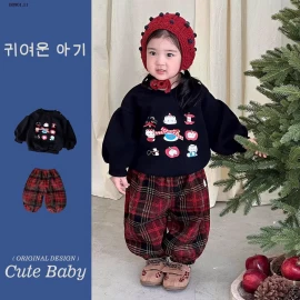 SET ÁO NỈ KITTY MIX QUẦN KẺ CARO BÉ GÁI-sỉ Áo : 208k           Quần : 189k