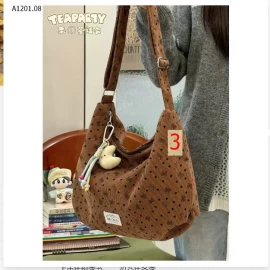 TÚI VẢI ĐEO VAI HOẠ TIẾT NƠ TIM- sỉ 65k