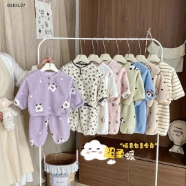 Bộ đồ ngủ  hoạt hình bằng vải nỉ cho trẻ em- giá sỉ 165k