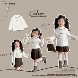 Áo lót giữ nhiệt hình thỏ nơ cho bé gái, kiểu dáng thu đông-Giá sỉ 165k