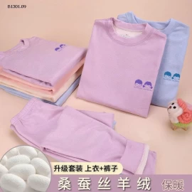 Bộ đồ lót giữ nhiệt bằng len và lụa cổ lửng cho trẻ -Giá sỉ 89k