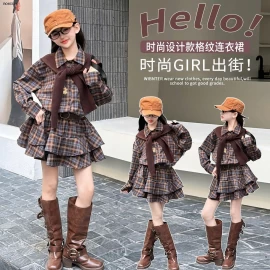 VÁY SƠ MI KẺ CARO BG - sỉ váy: 338k váy kèm khăn: 410k