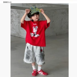 SET ÁO THUN MICKEY ĐỎ QUẦN JEANS - sỉ áo: 147k quần: 200k