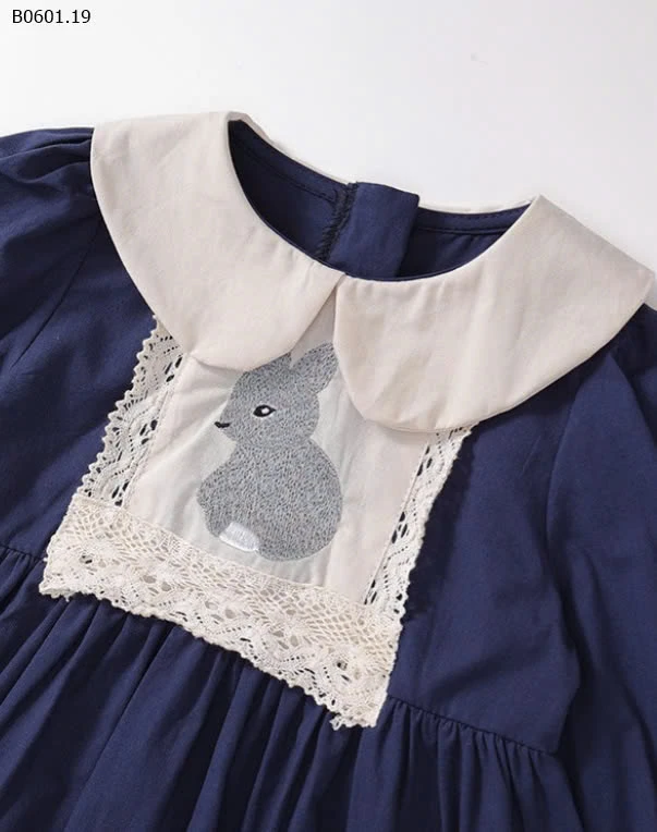 Váy baby doll kiểu Pháp Cổ Thêu Thỏ Thu Đông-sỉ 142k