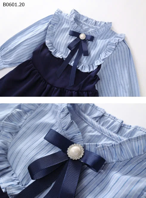 VÁY DÀI TAY MIX SƠMI BÉ GÁI -sỉ 130k