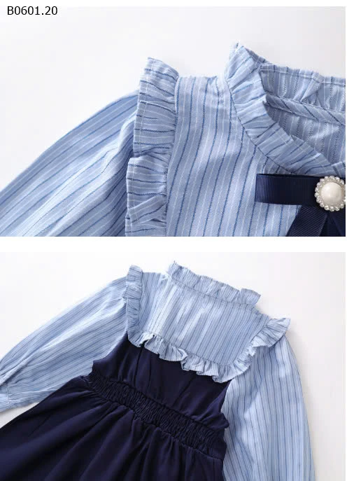 VÁY DÀI TAY MIX SƠMI BÉ GÁI -sỉ 130k