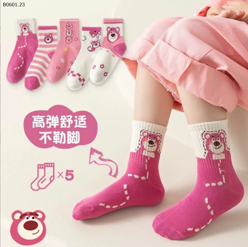 Sét 10 đôi tất gấu dâu- Sỉ 56k/ 1 sét 10 đôi