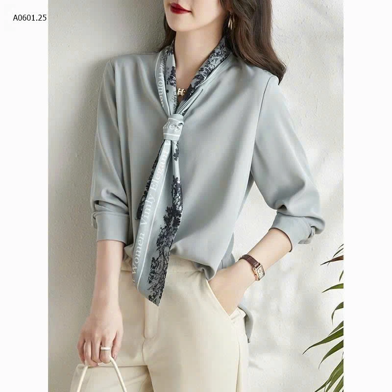 SƠ MI KÈM KHĂN LỤA-sỉ 99k