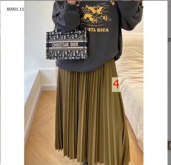 CHÂN VÁY MIDI XẾP LY-sỉ 105k