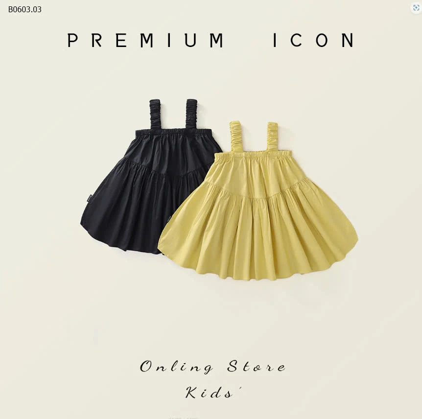 VÁY 2 DÂY CHUN NHÚN BÉ GÁI PRE.MIUM-sỉ 133k