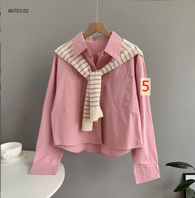ÁO SƠ MI KẺ KÈM KHĂN NỮ -sỉ 185k
