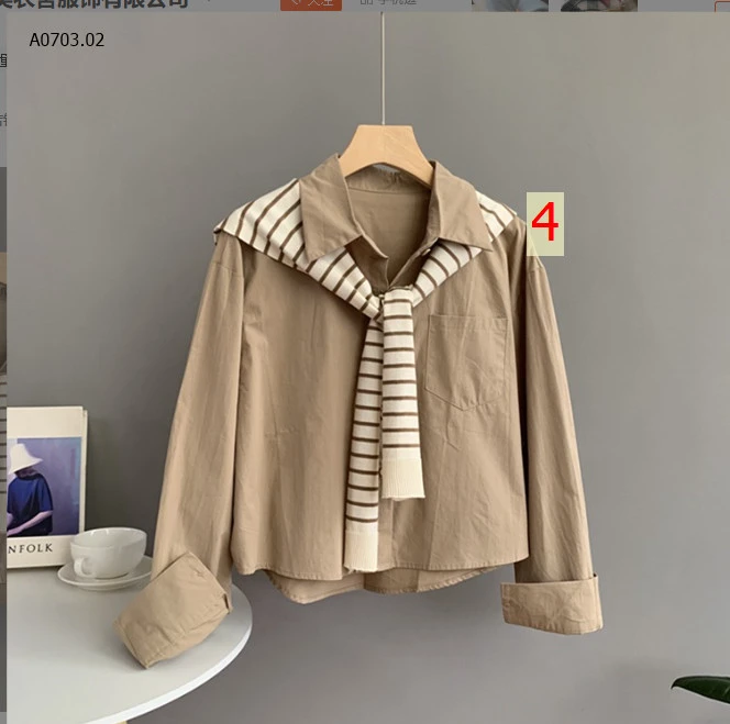 ÁO SƠ MI KẺ KÈM KHĂN NỮ -sỉ 185k