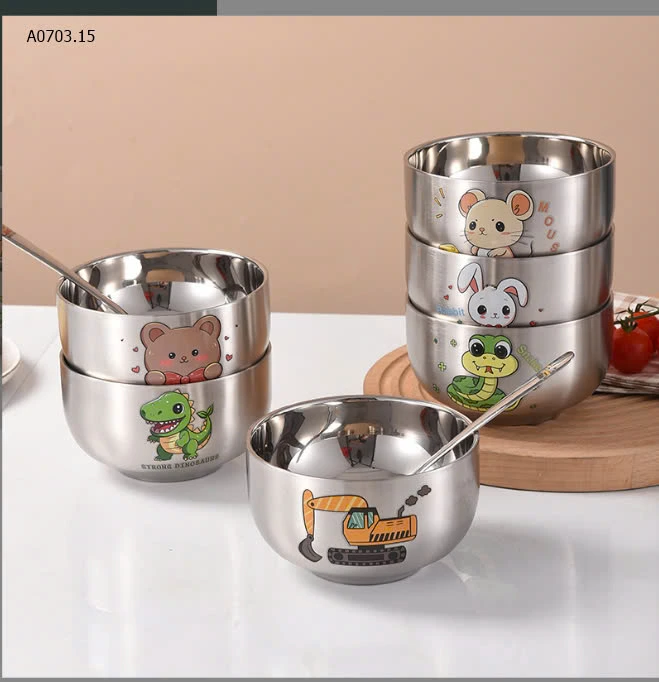 BÁT INOX CHO BÉ ĂN NGON -sỉ 52k