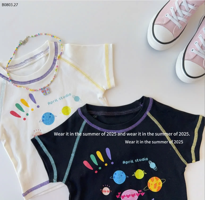 ÁO THUN VIỀN PHỐI MÀU CUTE CHO BÉ-sỉ 107k