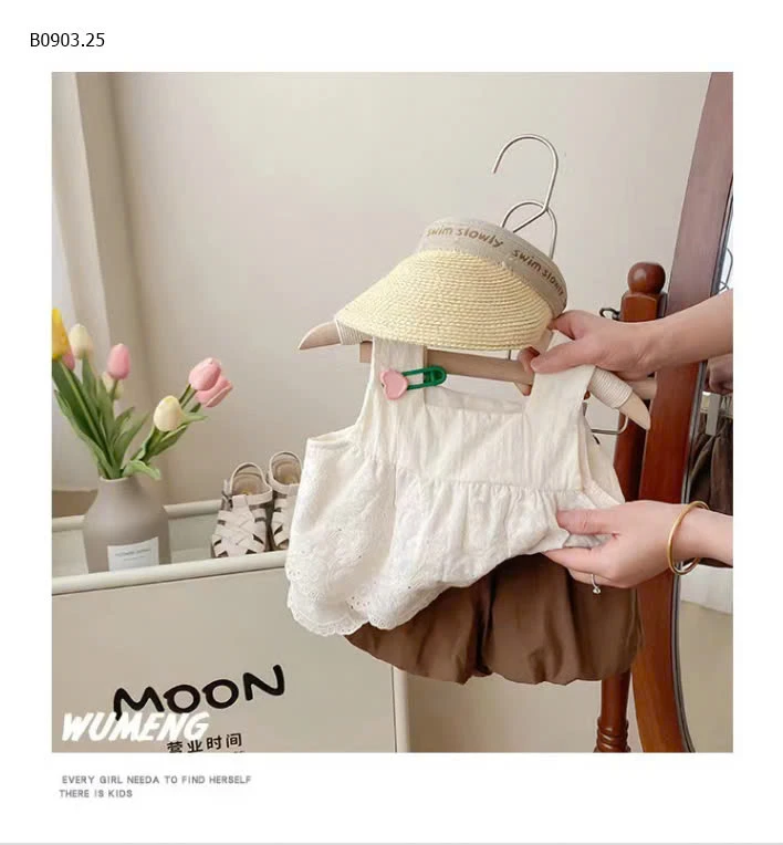 Bộ Đồ Bé Gái Áo Ba Lỗ Phong Cách Phương Tây-sỉ 150k