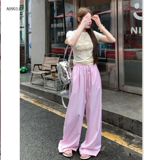 QUẦN SUÔNG KẺ ỐNG RỘNG CHO NỮ -sỉ 89k