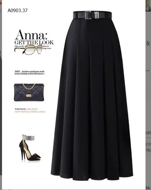 CHÂN VÁY DÁNG DÀI XẾP LY ANNA-165k