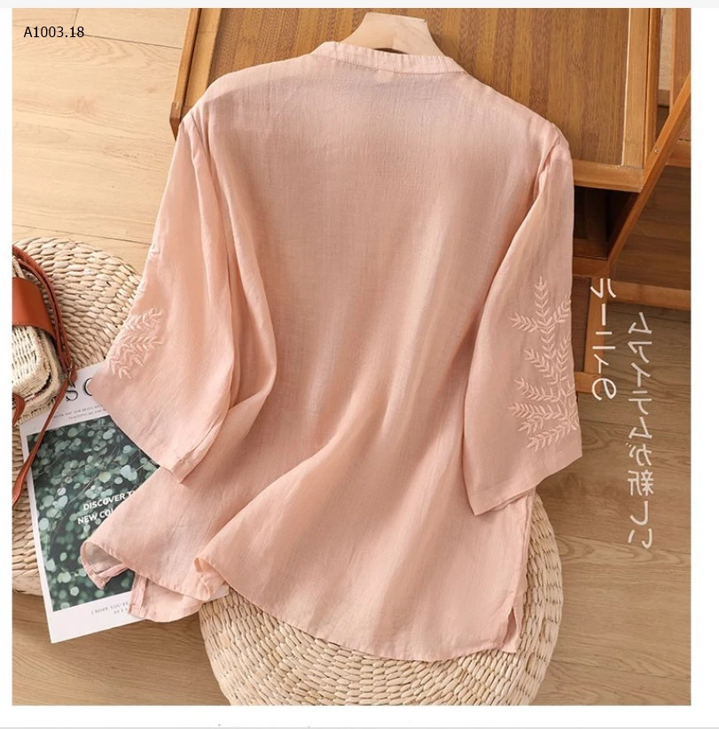 ÁO ĐŨI THÊU CỔ V TAY LỬNG NỮ SỈ 120K