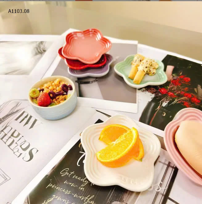 Đĩa nhỏ lecreuset hoa -sỉ 210k/set 6c mix màu