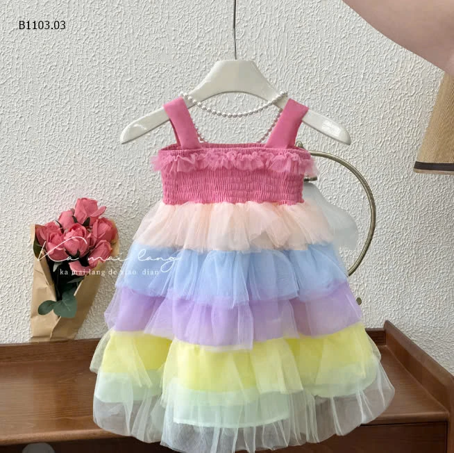 VÁY 2 DÂY CÔNG CHÚA NHIỀU TẦNG BÉ GÁI-sỉ 195k