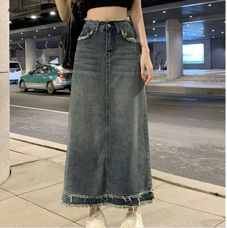 CHÂN VÁY JEAN PHỐI TUA RUA NỮ DÁNG DÀIsỉ 135k