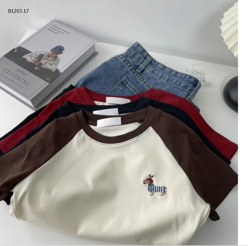 ÁO THÊU CÚN PHỐI MÀU TAY-sỉ 125k