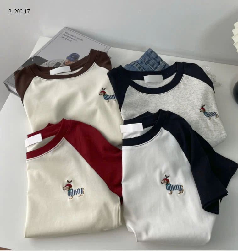 ÁO THÊU CÚN PHỐI MÀU TAY-sỉ 125k