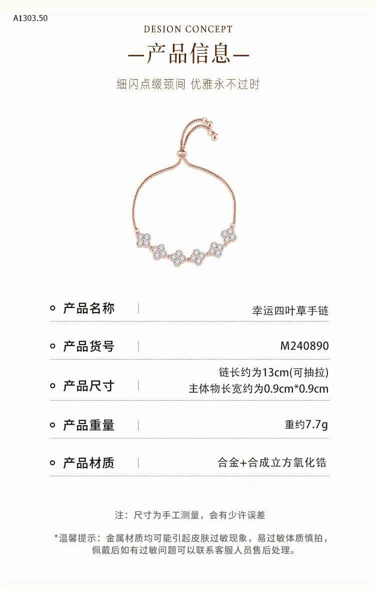 VÒNG TAY CỎ 4 LÁ AGOVSKI-sỉ 215k