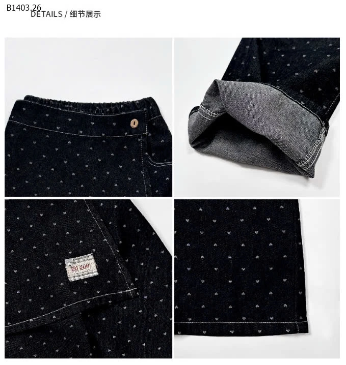 QUẦN JEANS CHẤM BI CHO BÉ GÁI-sỉ 205k