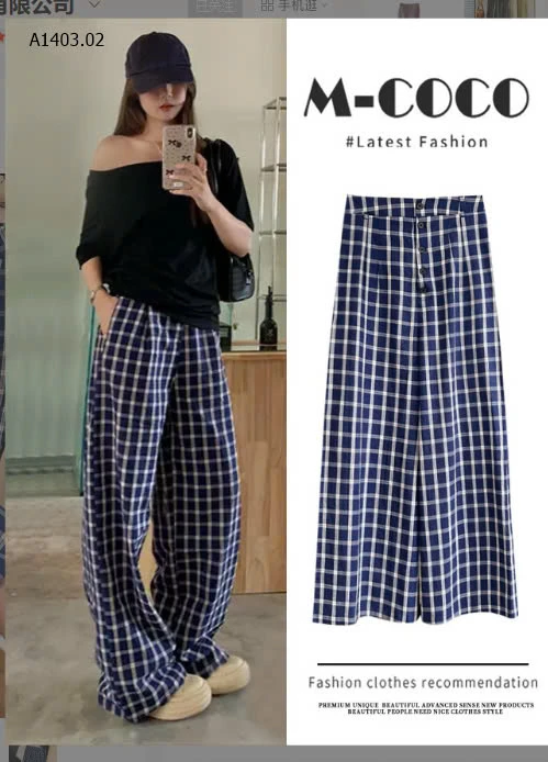 QUẦN ỐNG RỘNG KẺ NỮ -sỉ 200k