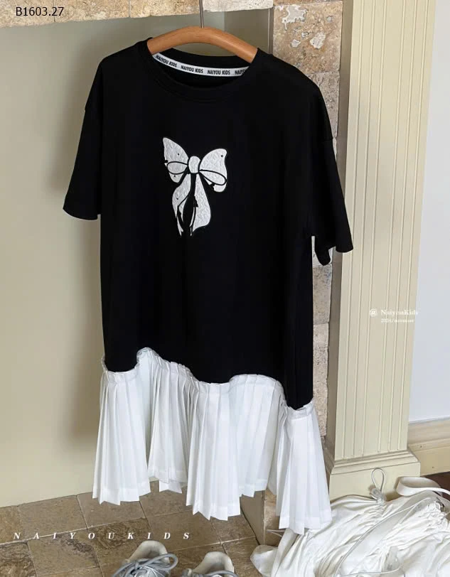 VÁY SUÔNG NƠ PHỐI XẾP LY BG -sỉ 149k