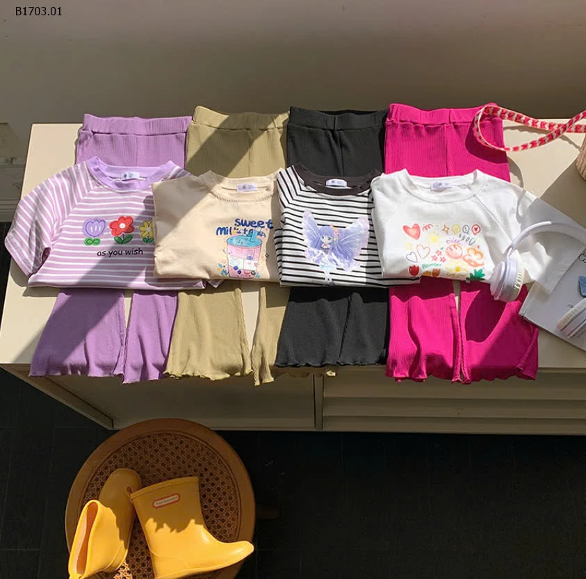 SÉT ÁO THUN QUẦN GÂN LOE-sỉ 167k