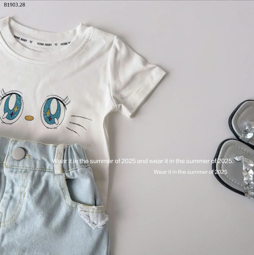 SET ÁO PHÔNG MÈO MIX VÁY- QUẦN JEAN BÉ GÁI -sỉ Áo : 126k            Váy : 160k            Quần : 182k