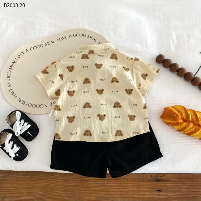 SET ÁO SƠ MI GẤU MIX QUẦN SHORT CHO BÉ TRAI-sỉ 156k