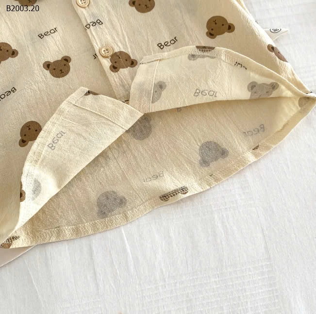 SET ÁO SƠ MI GẤU MIX QUẦN SHORT CHO BÉ TRAI-sỉ 156k