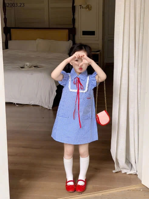 VÁY KẺ CARO CÁNH TIÊN CHO BÉ GÁI-sỉ 163k