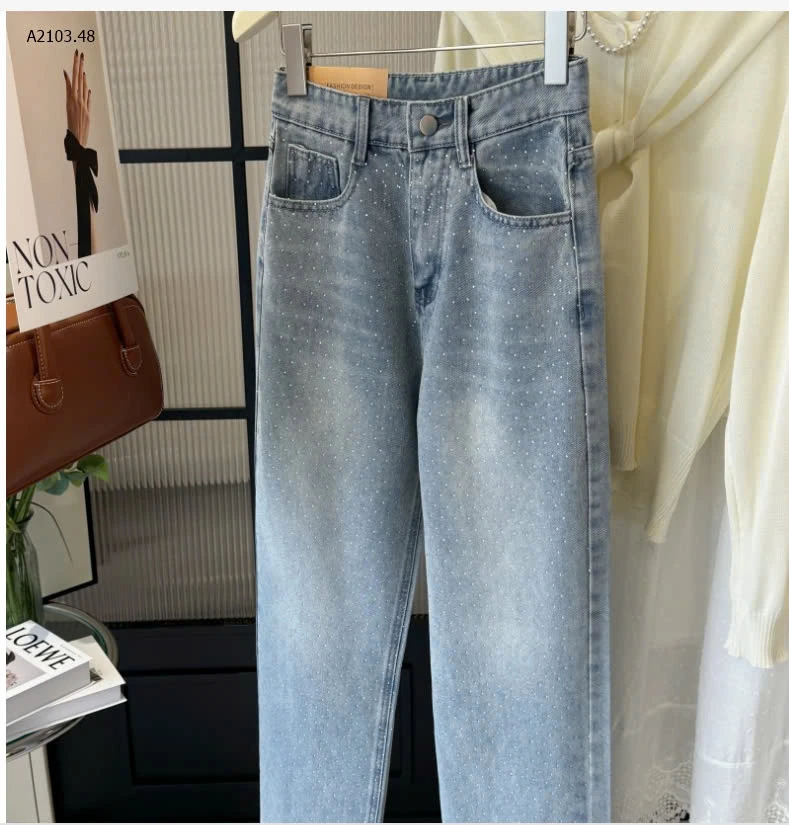 QUẦN JEAN ỐNG ĐỨNG ĐÍNH ĐÁ-sỉ 205k