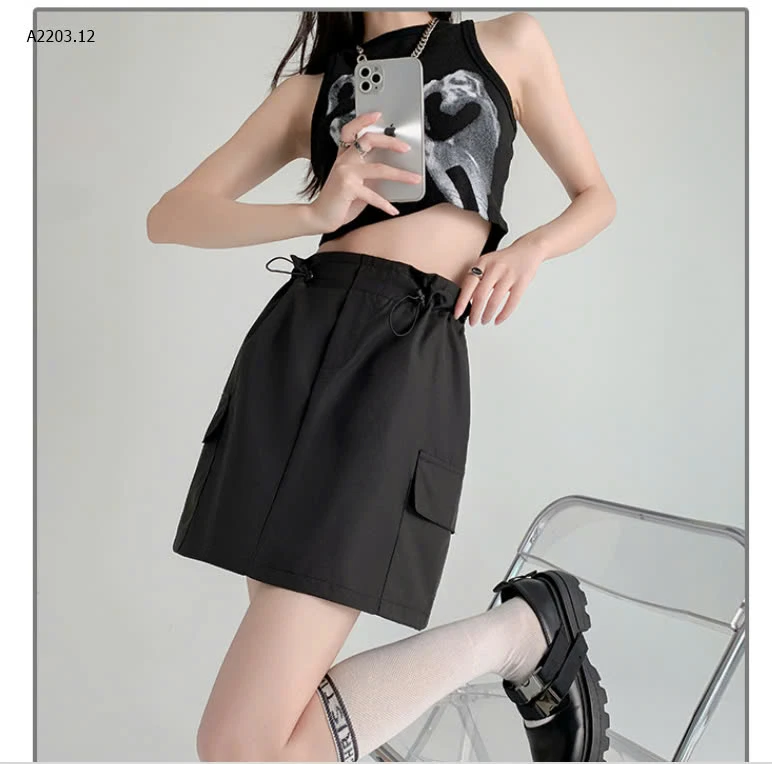 CHÂN VÁY CHỮ A CẠP CAO CÓ DÂY RÚTsỉ 108k