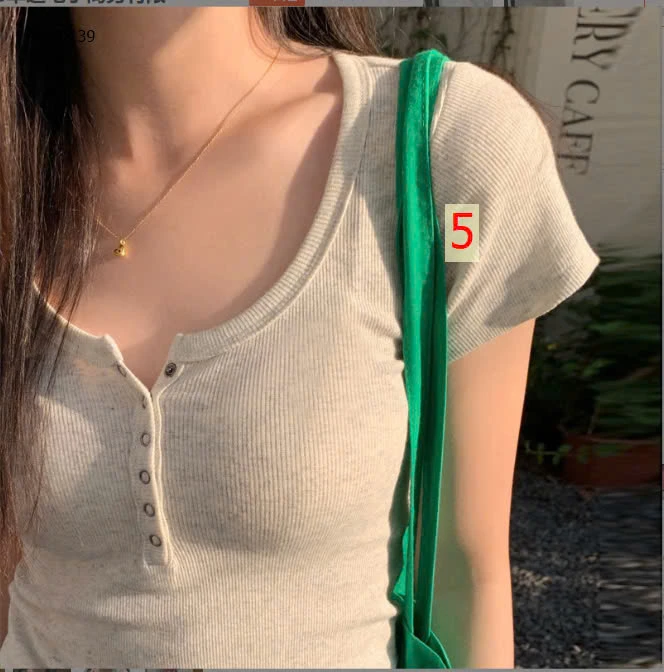 ÁO PHÔNG NỮ CỔ CHỮ U NÚT BẤM-sỉ 110k