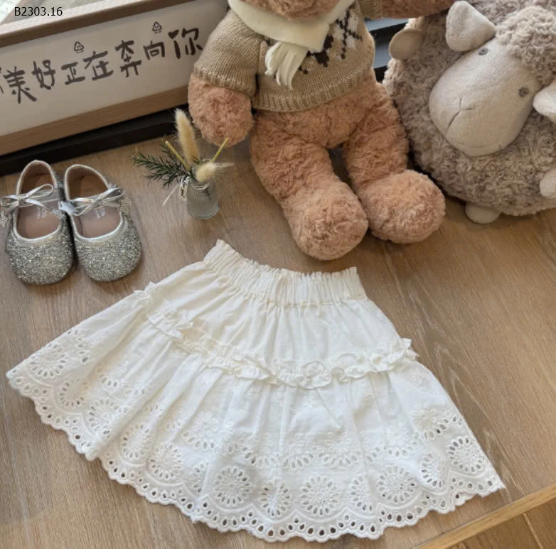 Set áo dệt kim mix chân váy ren bé gái -sỉ 203k