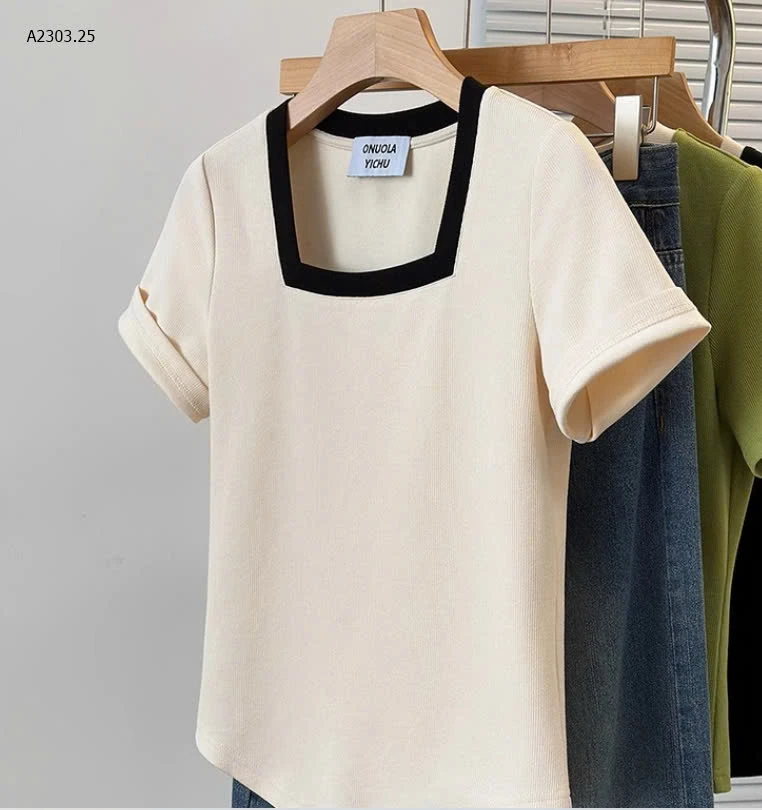 ÁO THUN COTTON CỔ VUÔNG -sỉ 110k