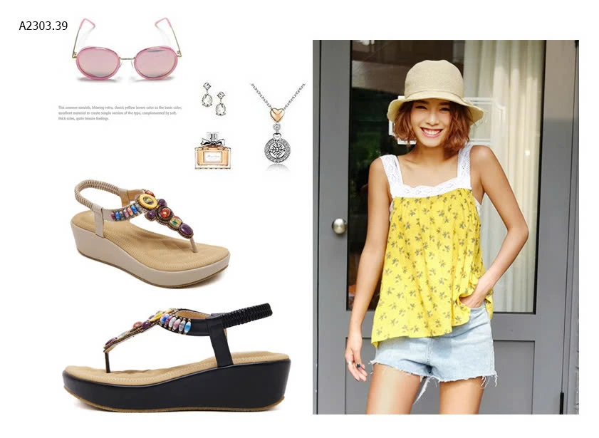 SANDAL ĐẾ XUỒNG BOHO SIKETU-sỉ 228k