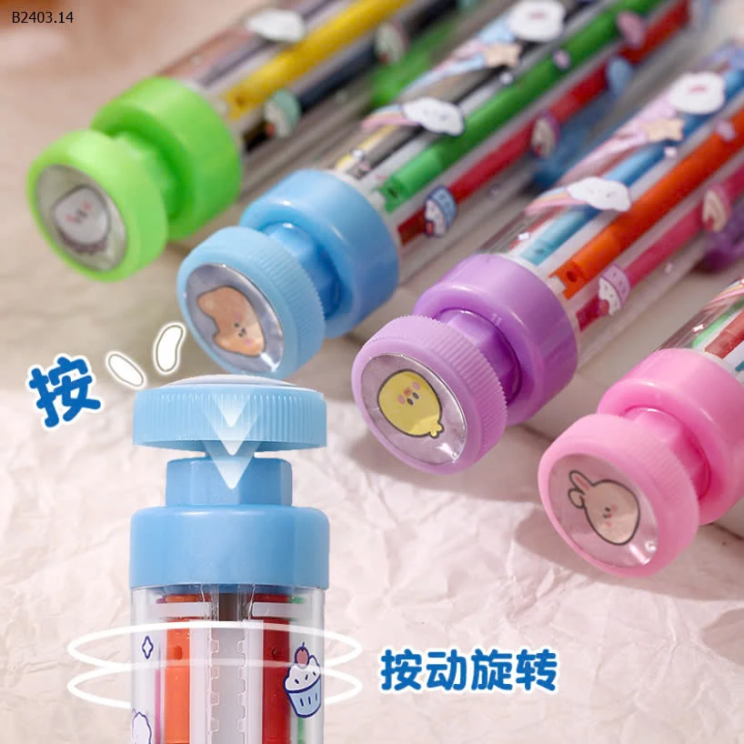 COMBO 2 BÚT BẤM MÀU SÁP CHO BÉ  -sỉ 56k/set 2c chọn màu