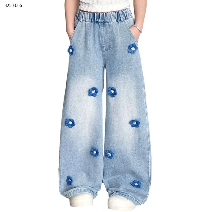 QUẦN JEAN ĐÍNH HOA CHO BÉ GÁI SZ ĐẠI -sỉ 165k