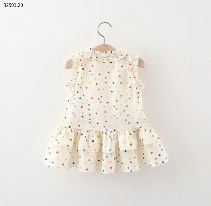 VÁY SÁT NÁCH VIỀN BÈO CHẤM BI BG-sỉ 122k