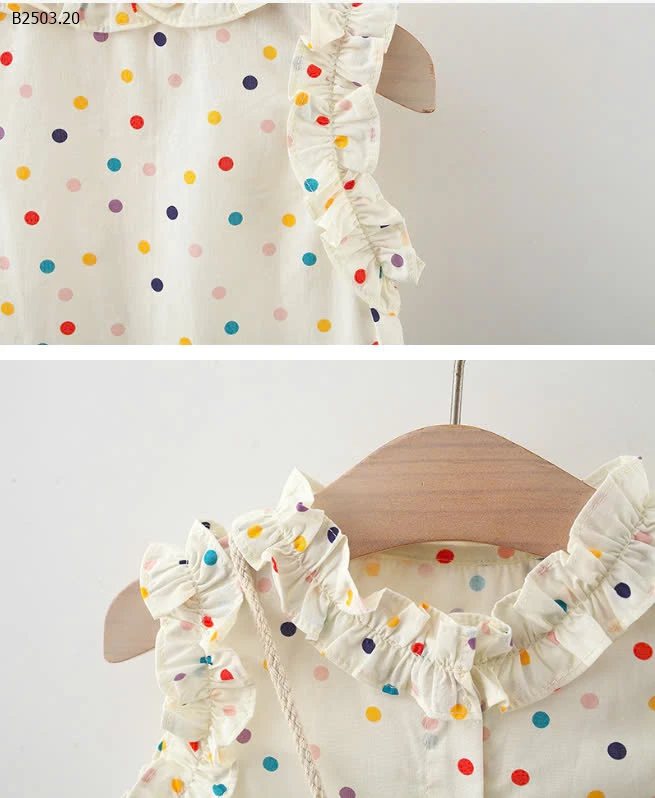 VÁY SÁT NÁCH VIỀN BÈO CHẤM BI BG-sỉ 122k