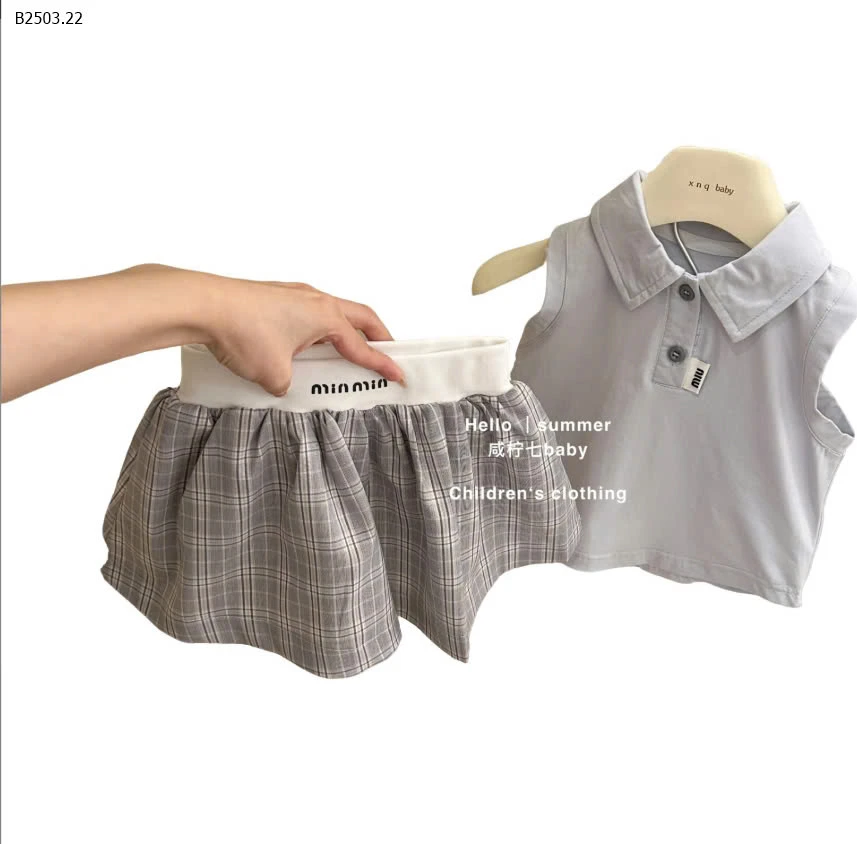 Set áo polo mix chân váy minmin -sỉ 153k
